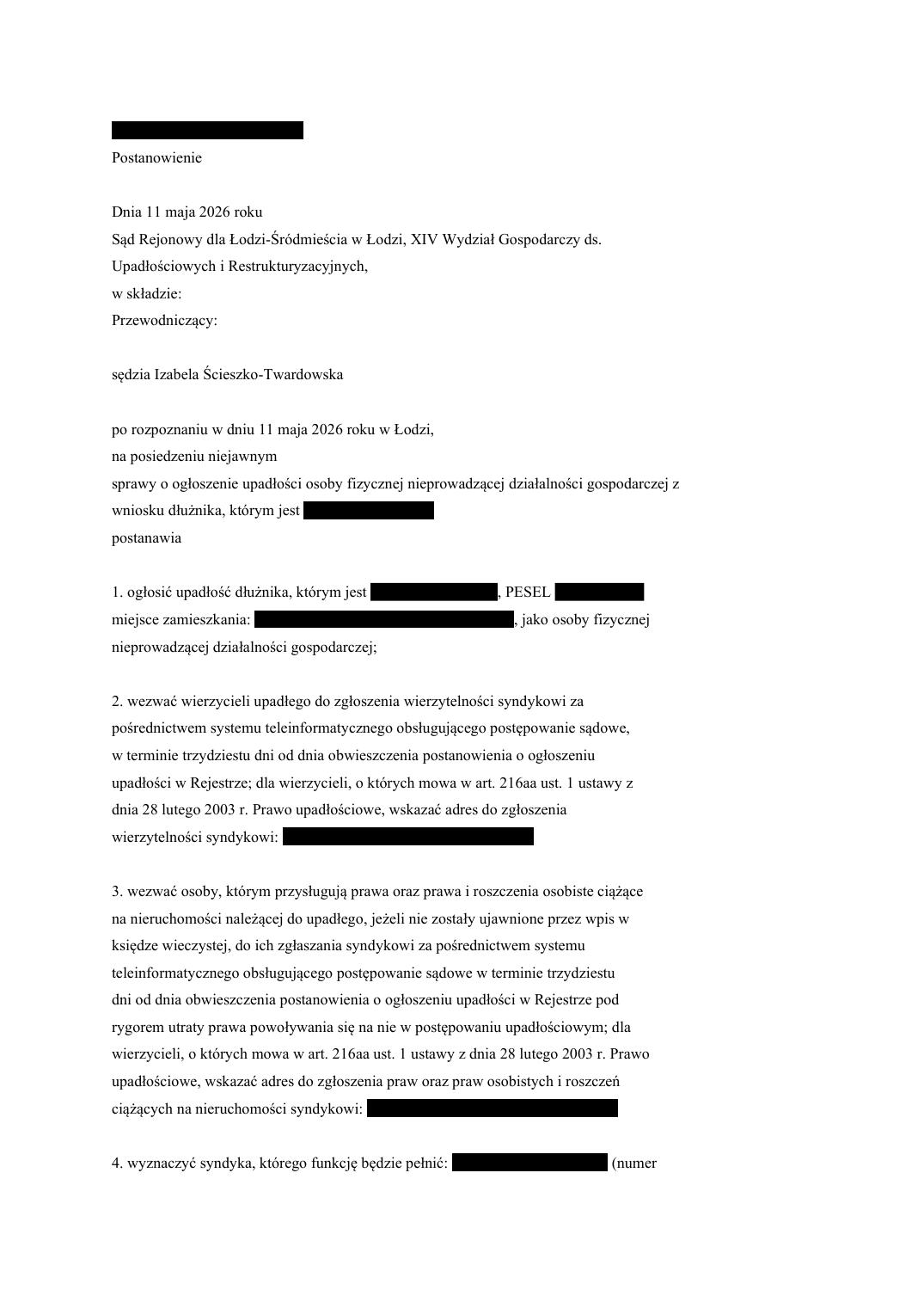 Skan rozstrzygnięcia sądu