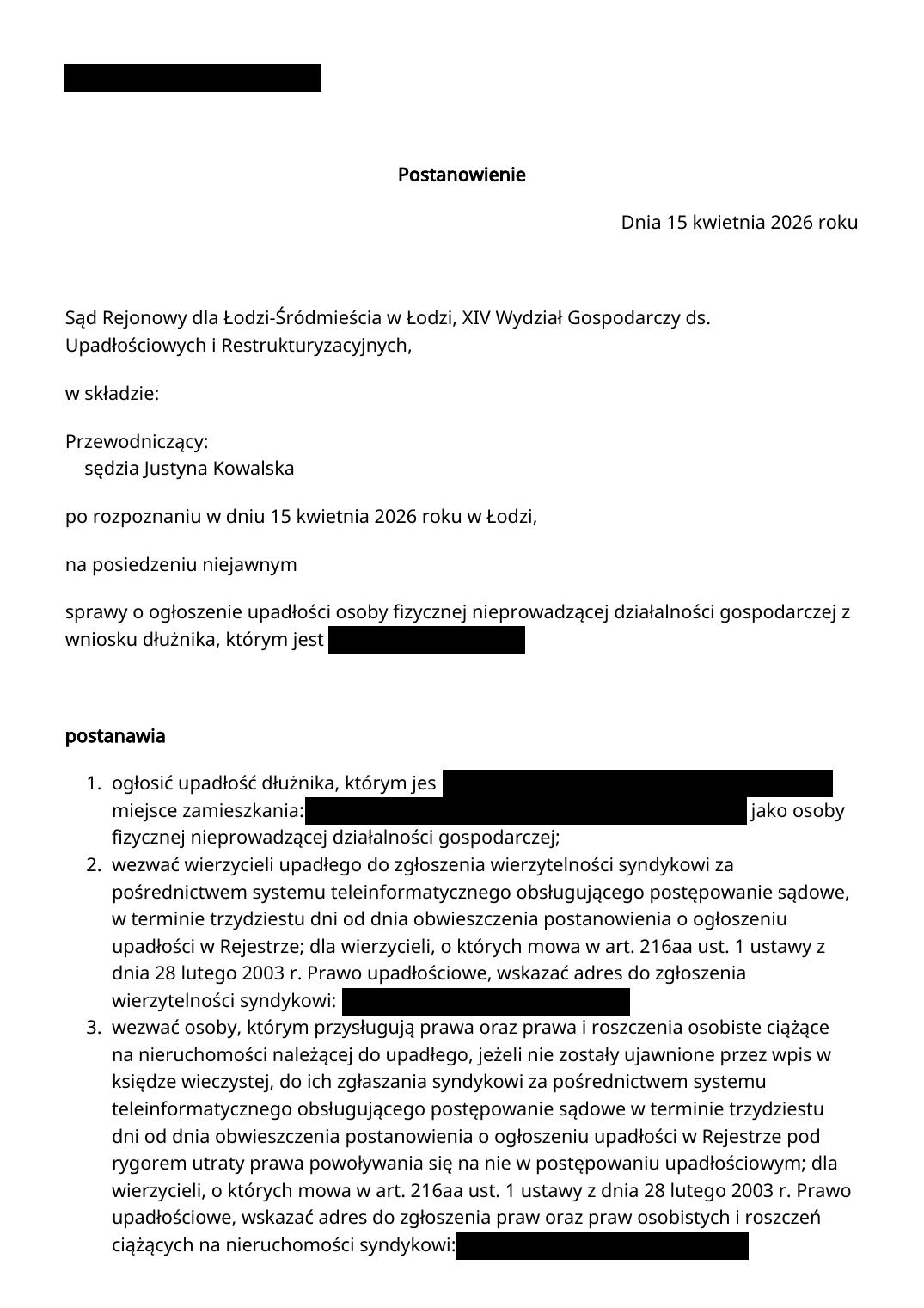 Skan rozstrzygnięcia sądu