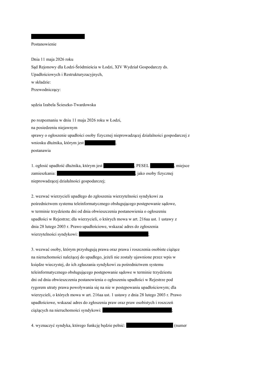 Skan rozstrzygnięcia sądu