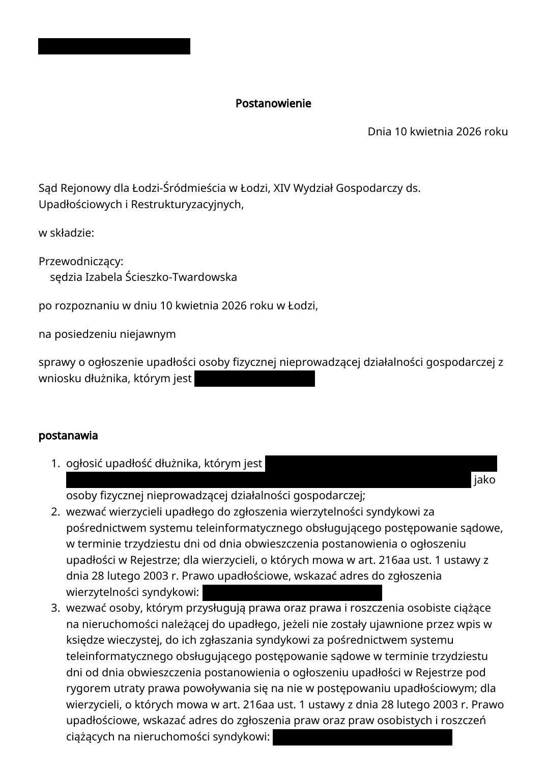 Skan rozstrzygnięcia sądu